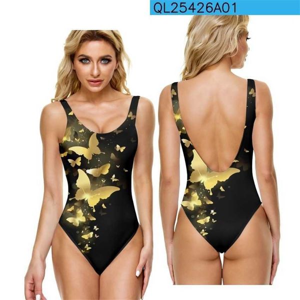 

2023 swimwear women's slim fit v-neck open back strap large a417, White;black