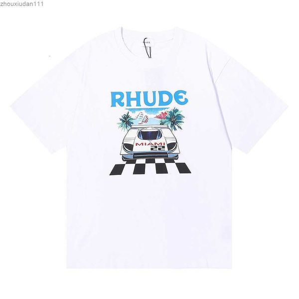 

in9t 2022 fashion american street trend brand rhude short sleeve t shirts miami limited print for men women loose and versatile base te fln9, White;black