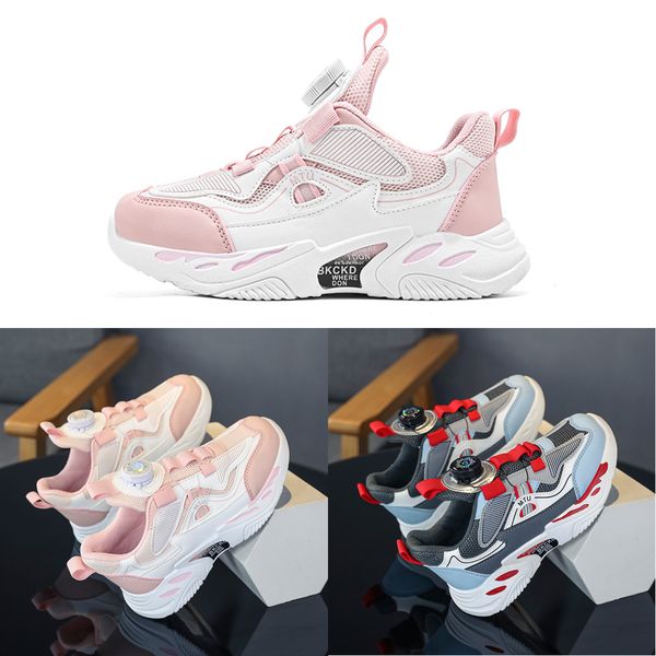 

2023 fashion ale children's shoes pink gray red black green spring rotating button breathable mesh outdoors shoes sneakers color237, White;red