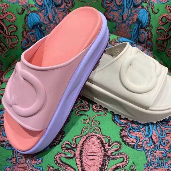 

2023 thick bottom beach slippers fashion summer women new eva thick soled miami slides designer flat sandals house pink white flip flops, Black