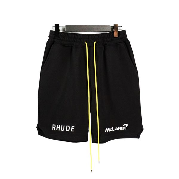 

designer shorts rhude mclaren co-branding shorts men summer high street embroidery loose sports men shorts fashion pants black s-xl, White;black