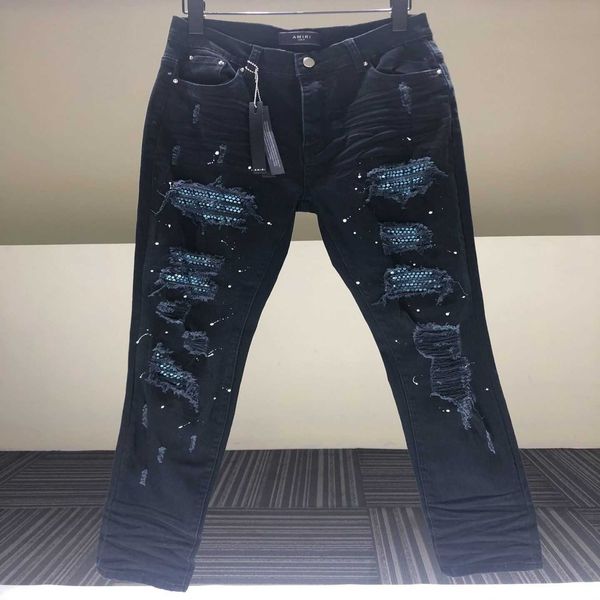 

jeans men pants ammir fog high street blue diamond exclusive original fabric microelasticity fashion designer brand niche ins celebrity casu