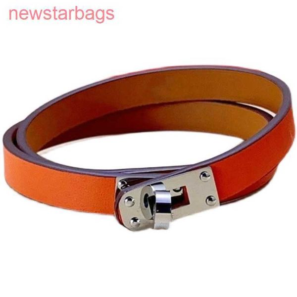 

designer herms bracelet for sale layer leather bracelet high-end version h buckle women's double ring korean jewelry, Golden;silver