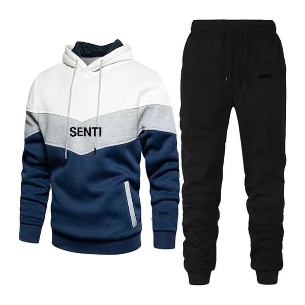 

spring and summer hoodie sweater sportswear tides brand men's suit european and american high street new hoodie two-piece set, Gray