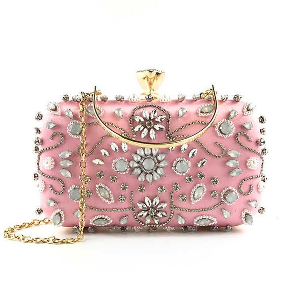 

new hengmei hand holding dinner bag heavy industry satin beaded fashion beaded party lady bag 230309