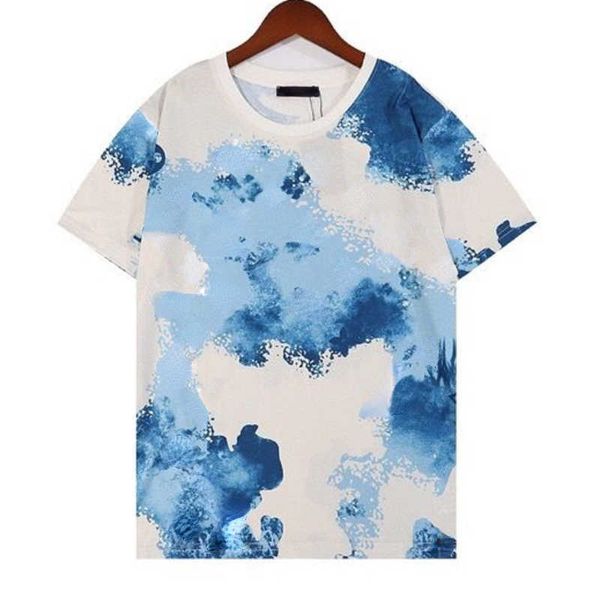 

fashion brand designer t shirt sky blue graffiti inkjet print tshirt men women cotton sweatshirt summer t-shirt plus size mens clothing, White;black