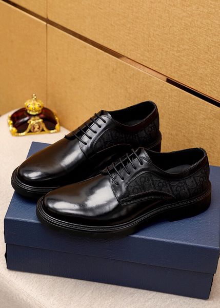 

2023 men dress shoes genuine leather casual flats fashion classic trend gentlemen brand business suit oxfords size 38-45, Black