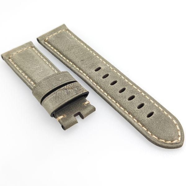 

24 mm beige calf leather watch band strap fit for pam pam 111 wirst watch, Black;brown