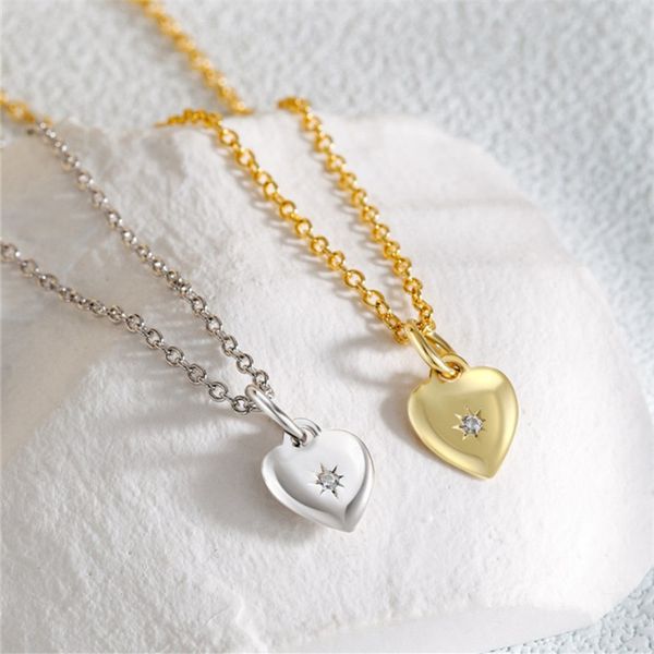 

fashion luxurious 925 sterling silver heart pendant necklace woman designer jewelry 18k gold zirconia diamond choker chain necklaces for gri