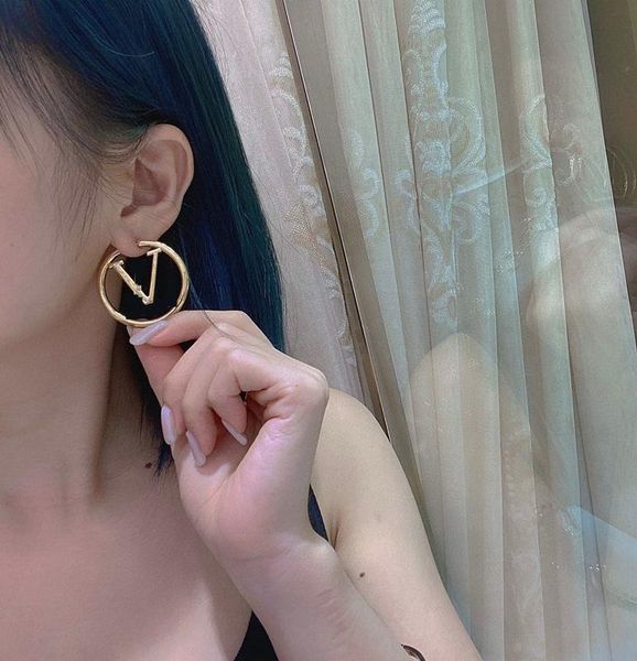 

classic letter earring stud luxury earring designer for woman fashion high polish jewelry hoop earing ladies earings ohrringe luxury stainle, Golden;silver