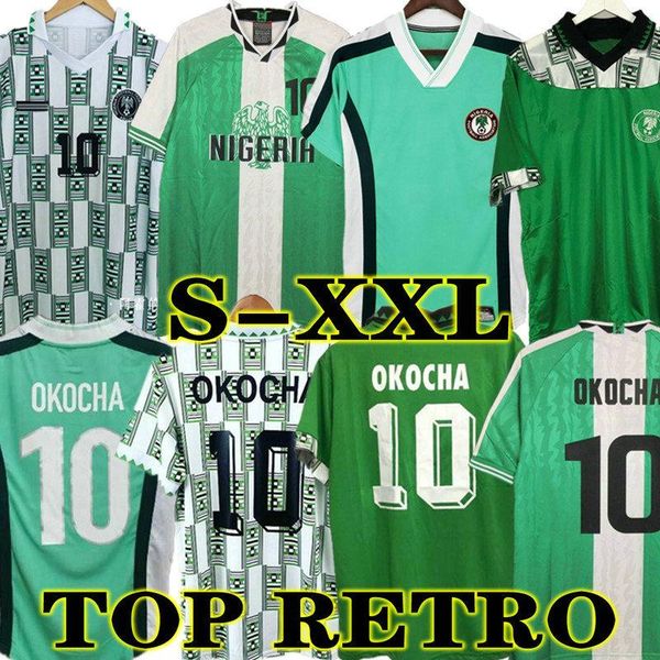 

okocha nigeria retro 1994 home away soccer jerseys kanu finidi nwogu futbol kit vintage football jersey classic shirt 1996 1998, Black;yellow