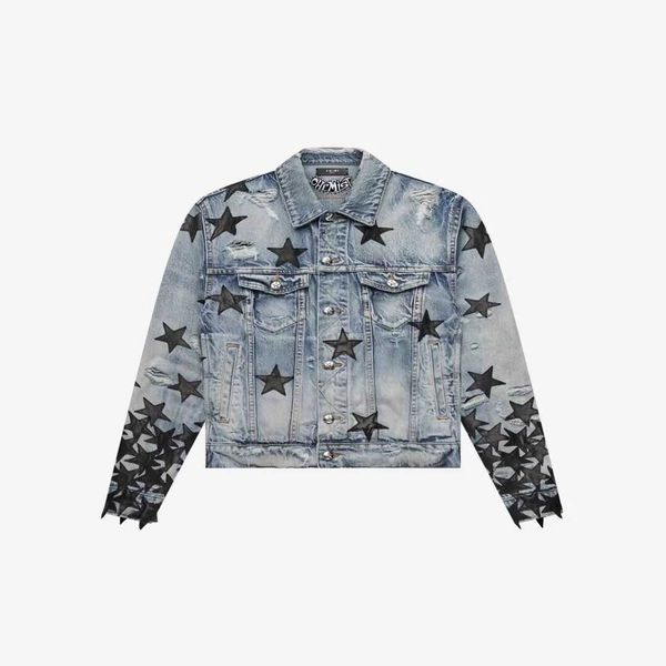 

coat jackets men's ammirhigh street star positioning embroidery co-brand wash water denim jacket fashion designer brand niche ins celeb, Black;brown