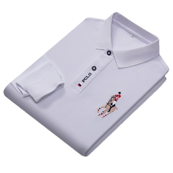 

men's tshirts fashion embroidery long sleeve polo business casual lapel 230309, White;black