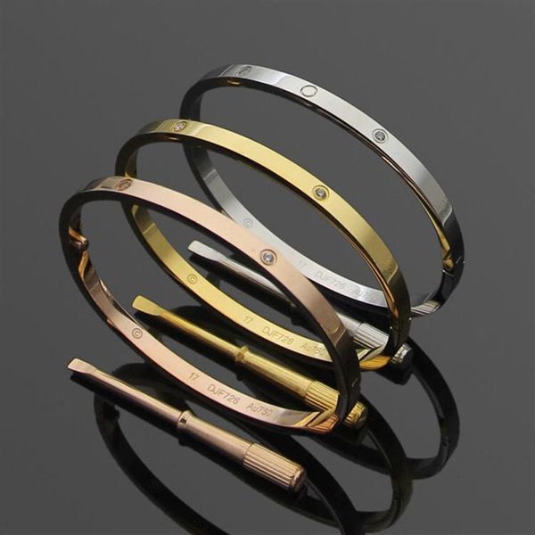 

2021 narrow bracelet love design for women wedding and engagement jewelry gift in three colors plated have correct stamp ps4306295s, Golden;silver
