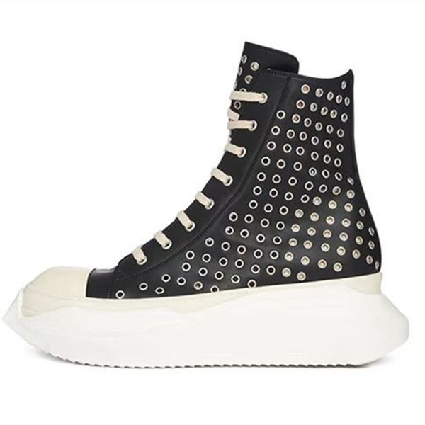 

2023ss quality real leather rivet platform boots breathable rock handmade trainer, Black