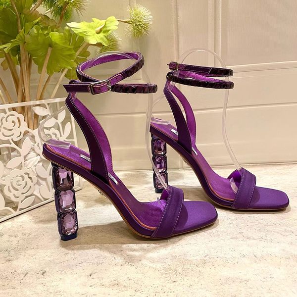 

aura crystal heel gladiator sandals rhinestone decorate pumps heeled mules luxury designer womens dress shoes rome sandal for women factory, Black