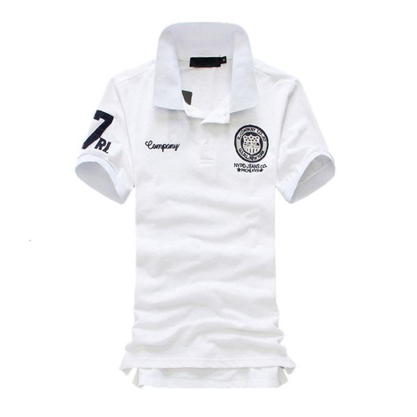 

men's polos pure cotton fashion boutique summer slim leisure short sleeve polo shirts male casual large size embroidery 230308, White;black