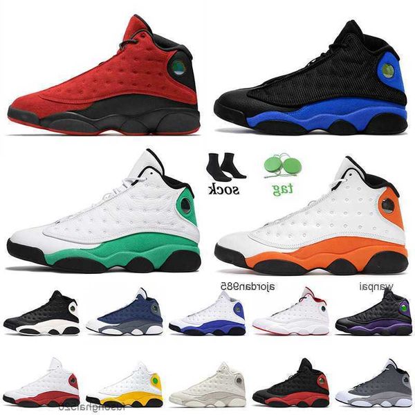 

jorden quality air 2023 high 13 13s jumpman xiii basketball shoes hyper royal lucky green reverse bred playground chicago sneakers trainers, Black