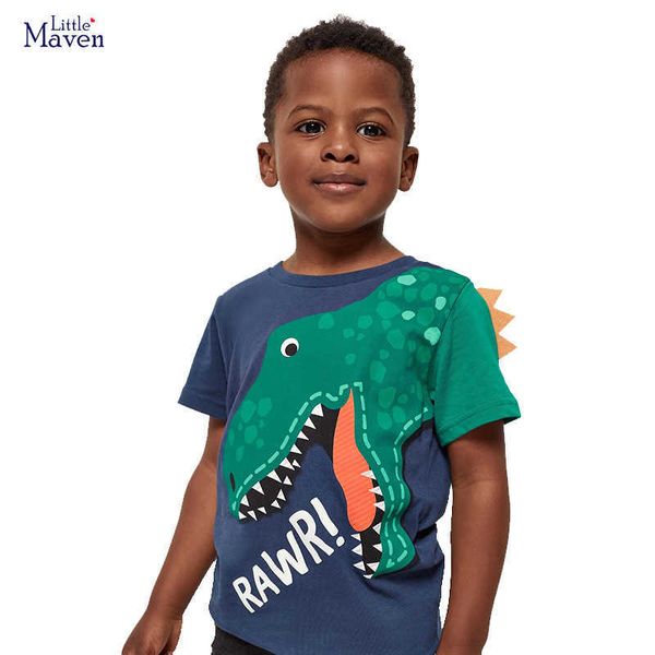 

t-shirts little maven boys clothes summer ferocious dinosaur pattern children t-shirts 7 years old kids boys t shirt l230309, Blue