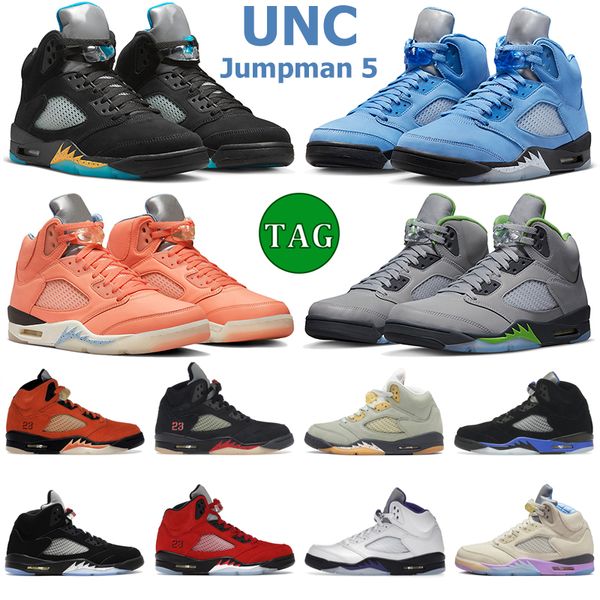 

jumpman 5 men basketball shoes unc university racer blue aqua crimson bliss raging bull dark concord sail mens trainers sports sneakers
