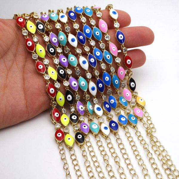 

inlay zircon copper plating gold drop color paint devil eyes bracelet magic eye charm bracelets fashion jewelry bracelet, Golden;silver