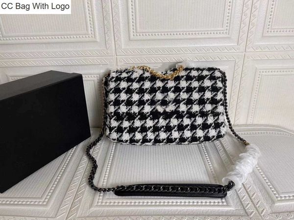 

cc bag other bags france womens 19 series quilted houndstooth bags gold chain handle tote crossbody shoulder purse jumbo large capacity twee, Black;red