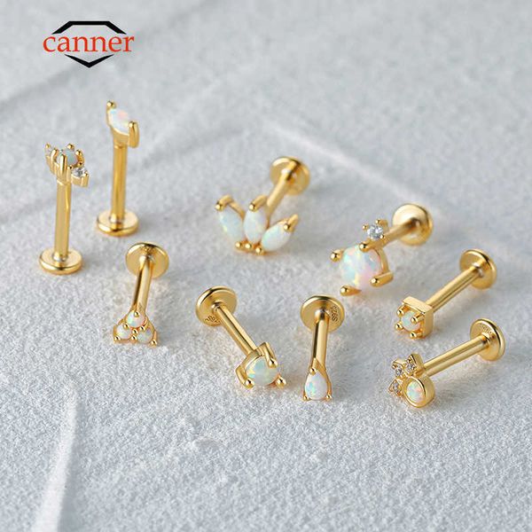 

charm canner 925 sterling silver opal piercing earring for women exquisite crown ear ds cartilage earring body jewelry gift 1piece l230309, Golden