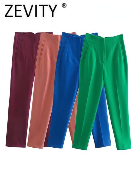 

women's pants capris zevity women fashion front welt pockets seam detail pants vintage high waist zipper fly female ankle trousers muje, Black;white