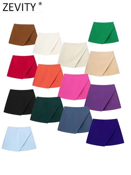 

women's shorts zevity women fashion candy colors asymmetrical slim skirts ladies side zipper chic pantalone cortos qun3217 230309, White;black
