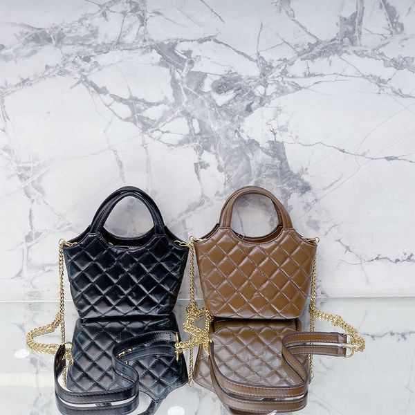 

yl mini shopping bag designer women's one shoulder crossbody bag leather tote purse luxury handbag with metal logo chain shoulders stra