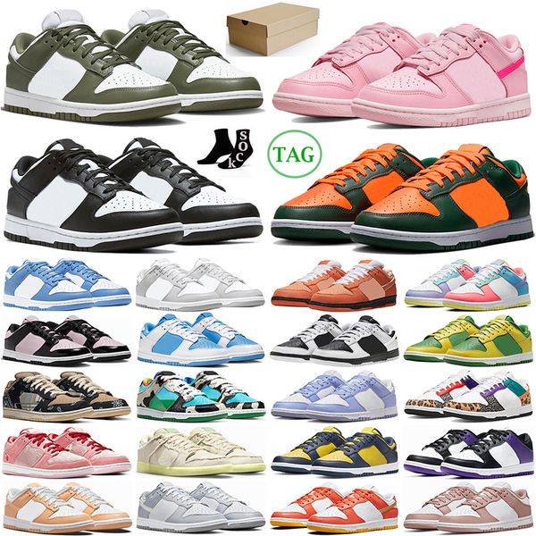 

with box panda triple pink low running shoes men women sneakers medium olive miami hurricanes orange lobster university blue unc grey fog