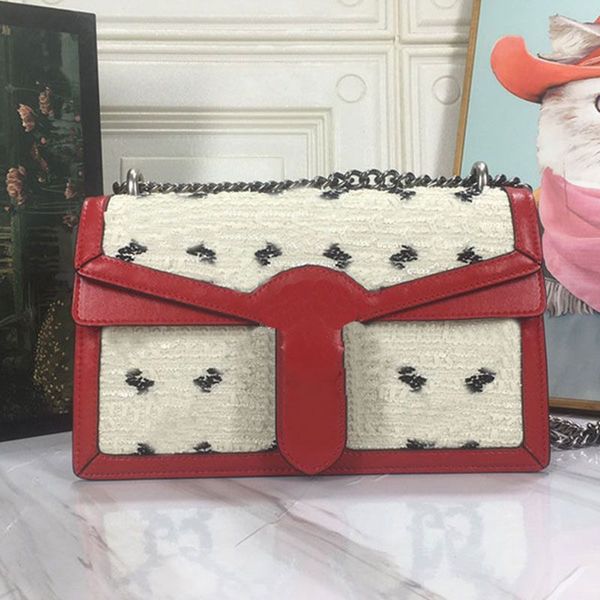 

chains crossbody bag shoulder messenger bag flap handbag women purse chain snake head spurs buckle houndstooth letter printing canvas lady c