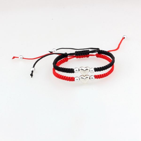 

12pcs new heart braided bracelet lucky red black color thread couple chain handmade prayer bangles pulsera jewelry gift for friend, Golden;silver