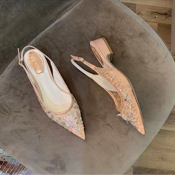 

caovilla low rene heeled dress shoes women flat mesh lace crystal decorative luxury designer casual shoe fashion factory shoes 48zs, Black