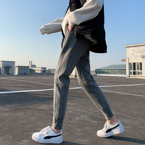 

women's pants capris harem women pants warm winter casual loose joggers korean style black high waist grey thick fleece workout sweatpa, Black;white