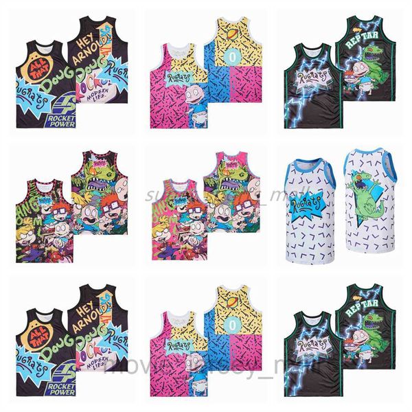 

movie basketball jerseys rugrats reptar jersey blue black red mens size s-xxl
