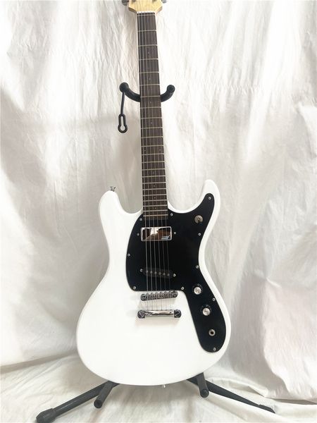 

custom 1966 ventures white electric guitar mosrite zero fret jrm johnny ramone black pickguard chrome hardware