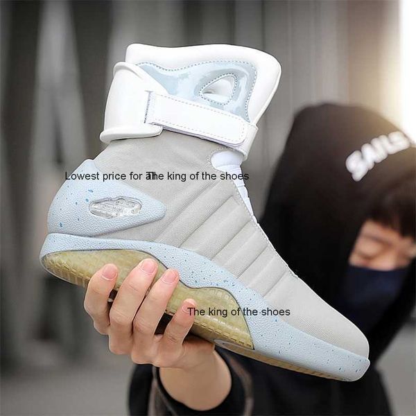 

7ipupas boots for men women usb rechargeable glowing shoes man winter party cool soldier back to future 211229, Black