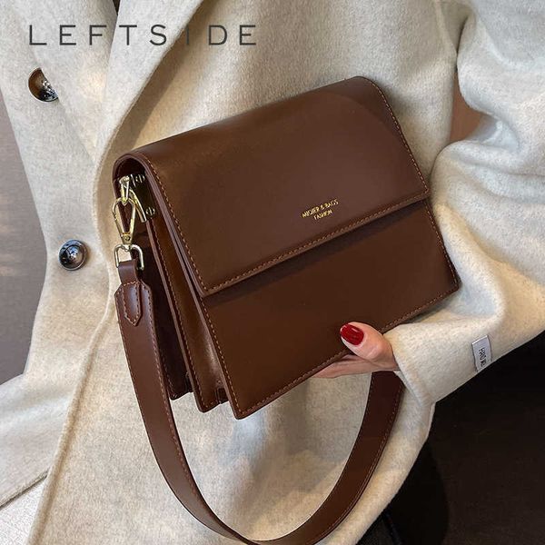 

leftside double layer flap crossbody bags for women latest trend designer classic solid color handbags and purses small 230308
