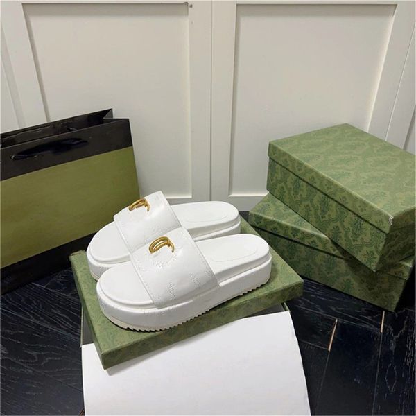 

luxury designer leather platform slippers sandals quilted thick bottom women slippers fashion summer shoes slider high heels beach slipper 3, Black