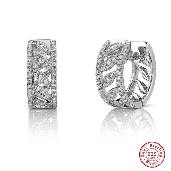 

charm new fashion 925 sterling silver dazzling hollow-out cz mosaic zircon carving flower charm earring for women pendientes oorbellen l2303, Golden