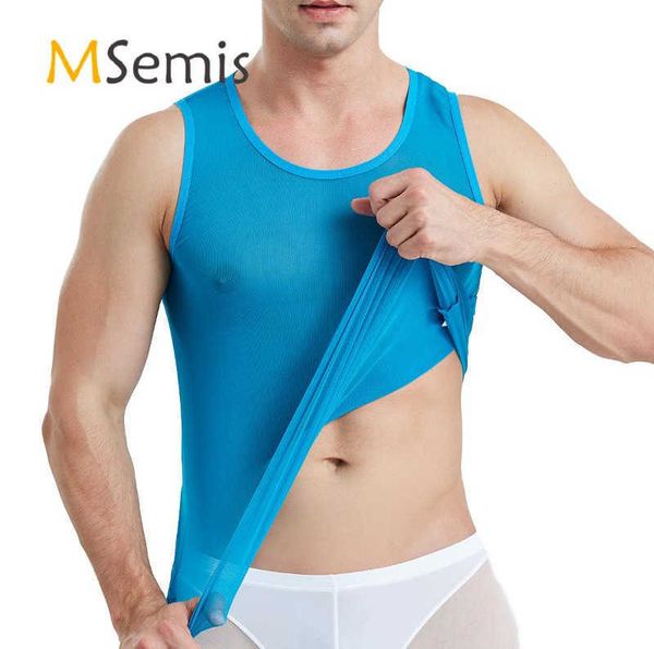 

men' tank mens casual see through sheer mesh u neck sleeveless muscle tanks clubwear party vest male clothing tees top, White;black