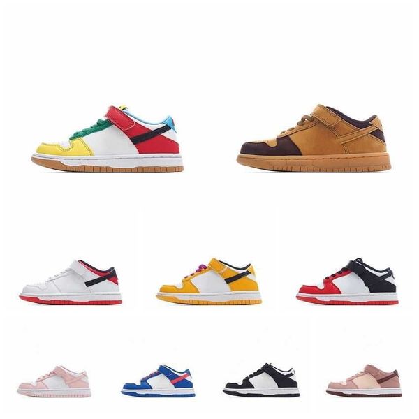 

new 2022 running shoes low se 99 pack white light chocolate roma yellow red green little kids sneakers children boys girls sports shoes, Black
