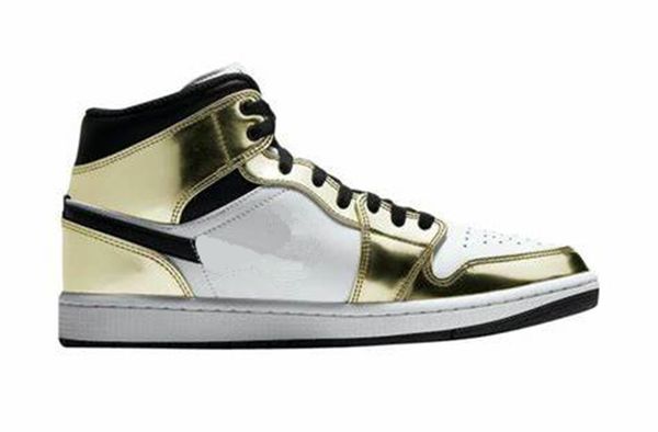 

new release jumpman 1s basketball shoes mid metallic goldwhite black mens shoes tennis sneakers size us6-us13 available