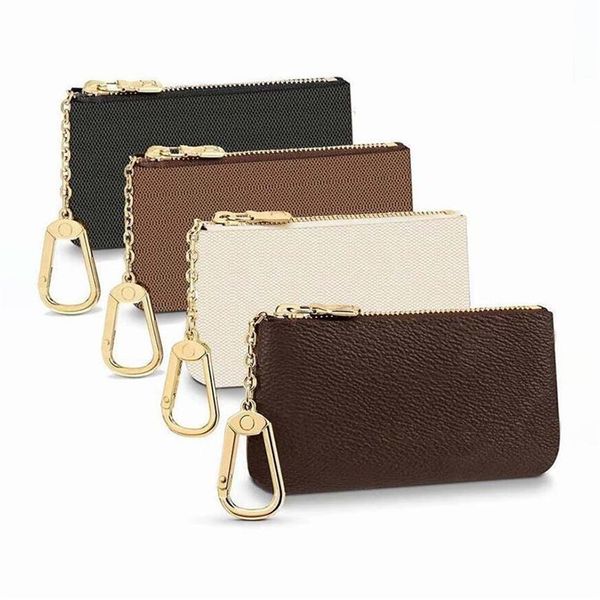 

fashion 8 colors key pouch coin purse damier leather holds classical women men holder small zipper key wallets with bo218i, Red;black