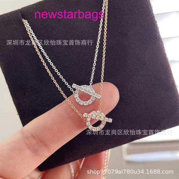 

designer hermss necklace for sale pig nose small q collar chain 18k rose gold full diamond 925 sterling silver classic round colorless penda