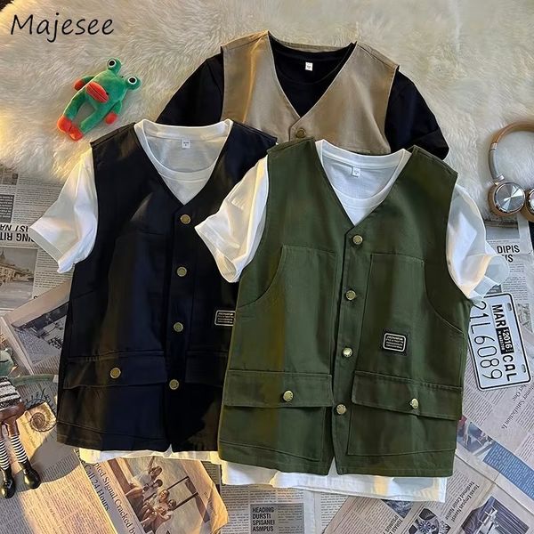 

men's vests sweater vest men cargo spring retro sleeveless outwear allmatch m3xl army green vneck single breasted clothing handsome mal, Black;white