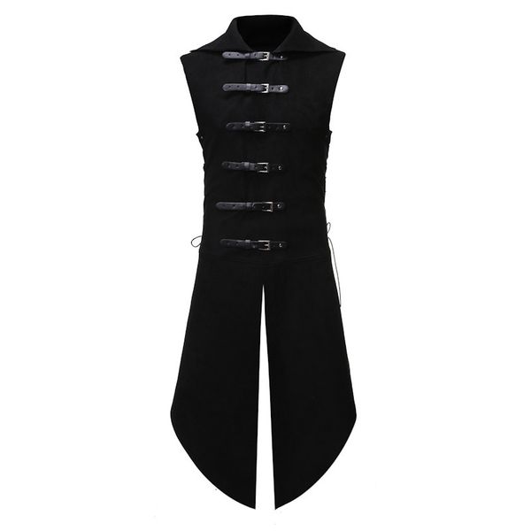 

men's vests black gothic steampunk velvet vest medieval victorian double breasted men suit tail coat stage cosplay prom costume 230309, Black;white