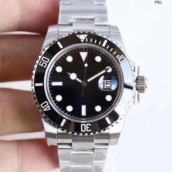 

mens luxury watch rolax mechanical automatic st9 ceramic bezel black sapphire date stainless 40mm steel men wristwatches frj, Slivery;black