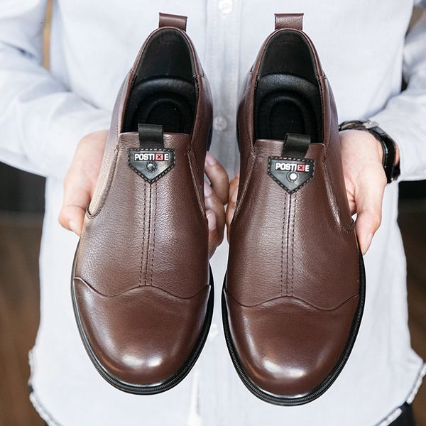 

dress shoes loafers men low heel solid anti slip round toe shallow business casual are comfortable hard wearing 230308, Black